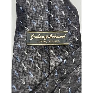 GRAHAM & LOCKWOOD England Black Geometric 4x59 Silk